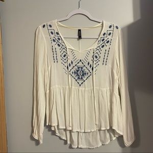 White long sleeve top